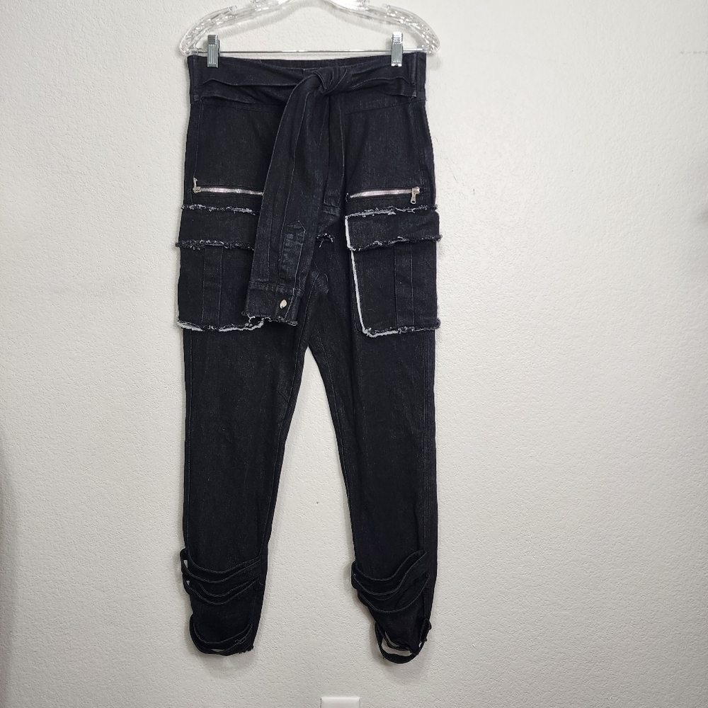 Gritty Soul Black Cargo Skinny Ankle Jeans Size M - Picture 2 of 4